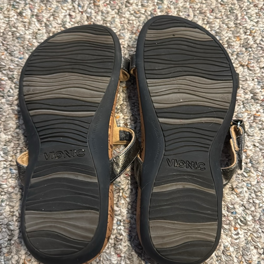 Vionic Slide Sandals, Pewter with Gems, Sz 8W - Picture 8 of 8